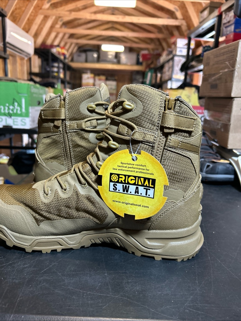 Men’s Original SWAT Alpha Fury 8”Side Zip Tactical Boot- Tan Size 14